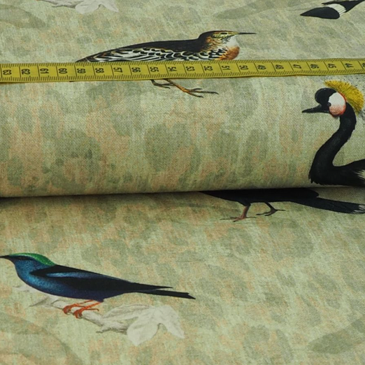 Baumwolle Canvas Birds Khaki Digital