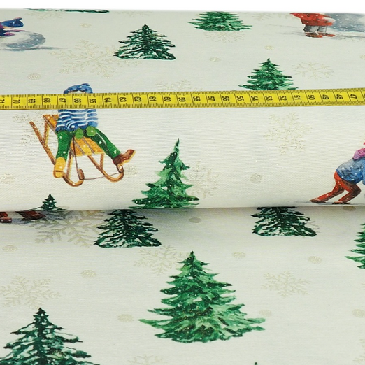 Canvas GLITZER Schlittenfahrt Beige