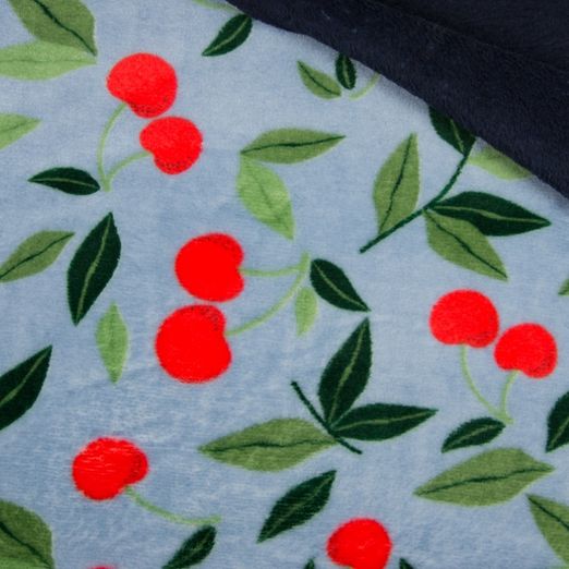 Kuschelfleece Double Face Kirschen Helles Rauchblau/Dunkelblau Kuschelfleece Double Face Kirschen Helles Rauchblau/Dunkelblau