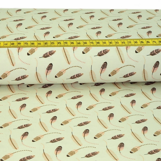 Jersey Schwebende Federn auf Cremeweiß Jersey Schwebende Federn auf Cremeweiß