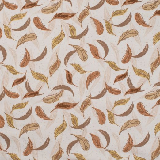 Jersey Feathers & Leaves auf Creme BIO