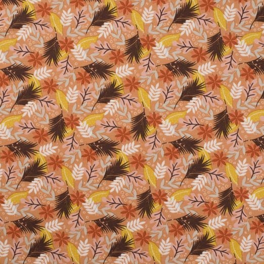 Jersey Leaves Mary auf Hellbraun BIO Jersey Leaves Mary auf Hellbraun BIO