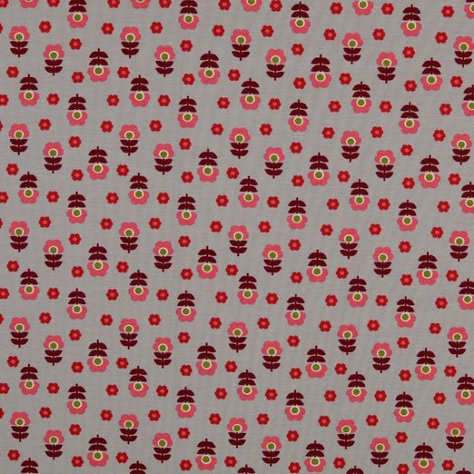 Jersey Retro Blüten & Blümchen auf Hellgrau