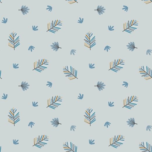 Jersey Blätter Meike auf Hellblau Jersey Blätter Meike auf Hellblau