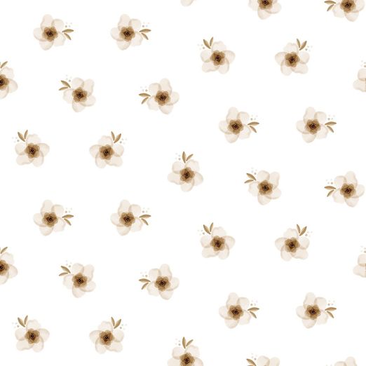 Jersey Blüten auf Creme Digital BIO