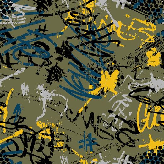 Jersey Graffiti auf Khaki Jersey Graffiti auf Khaki