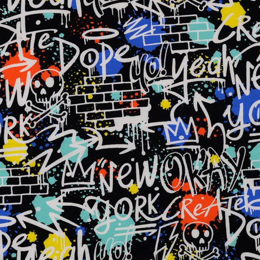 Jersey Graffiti Wand auf Schwarz Jersey Graffiti Wand auf Schwarz