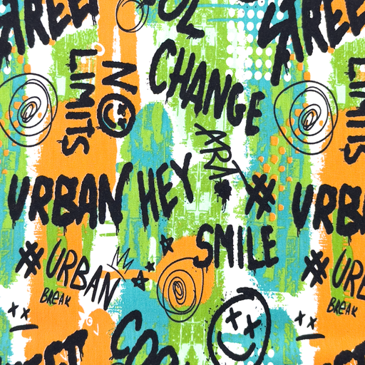 Jersey Graffiti auf Streifen Orange/Lime Jersey Graffiti auf Streifen Orange/Lime