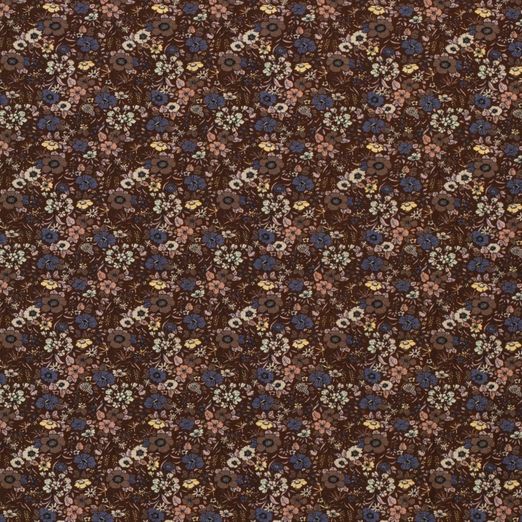Jersey Blumen Rosabella auf Schokobraun Jersey Blumen Rosabella auf Schokobraun