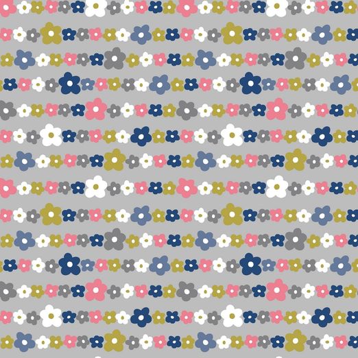 Jersey Blumenschnur auf Hellgrau BIO Jersey Blumenschnur auf Hellgrau BIO