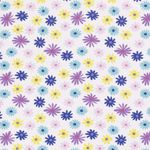 Jersey Dreifarbige Blumen auf Weiß