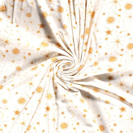 Jersey Sonne & Sterne auf Cremeweiß Digital Jersey Sonne & Sterne auf Cremeweiß Digital
