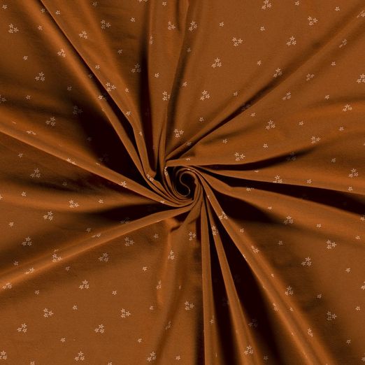 Jersey Cremefarbene Sternchen auf Cognac Jersey Cremefarbene Sternchen auf Cognac