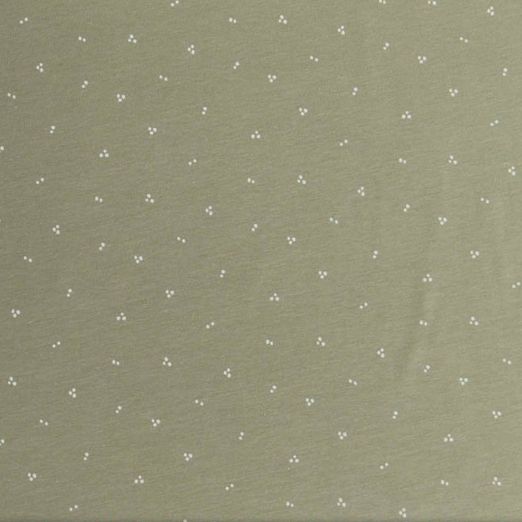 Jersey Kleine Cremefarbene Pünktchen auf Khaki Jersey Kleine Cremefarbene Pünktchen auf Khaki