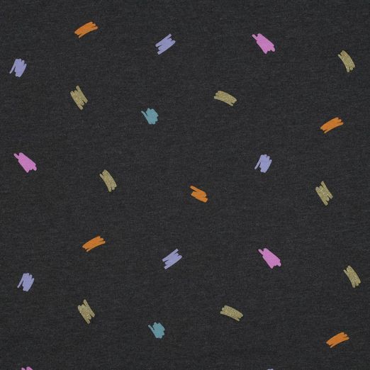 Jersey GLITZER Kritzeleien auf Anthrazit Meliert