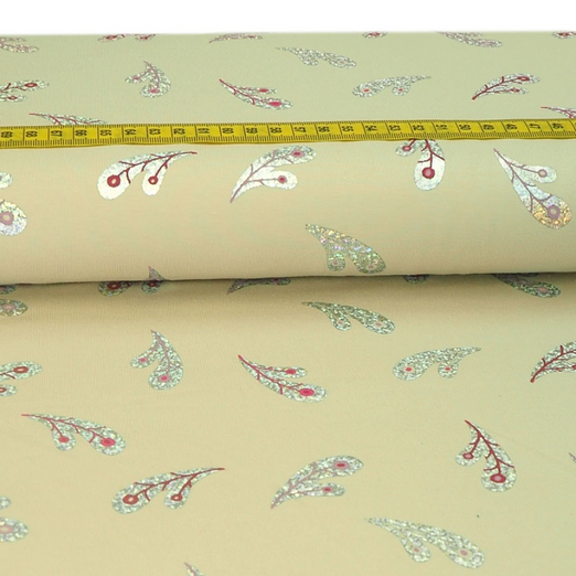Jersey FOLIENDRUCK Metallic Leaves auf Beige Jersey FOLIENDRUCK Metallic Leaves auf Beige