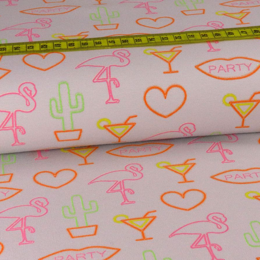 Jersey GLOW IN THE DARK Flamingos Hellgrau Jersey GLOW IN THE DARK Flamingos Hellgrau