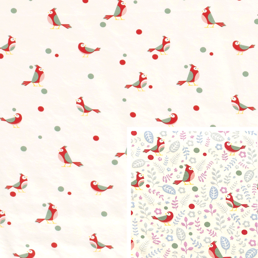 Jersey MAGIC LIGHT Papagei & Palmenblätter auf Creme