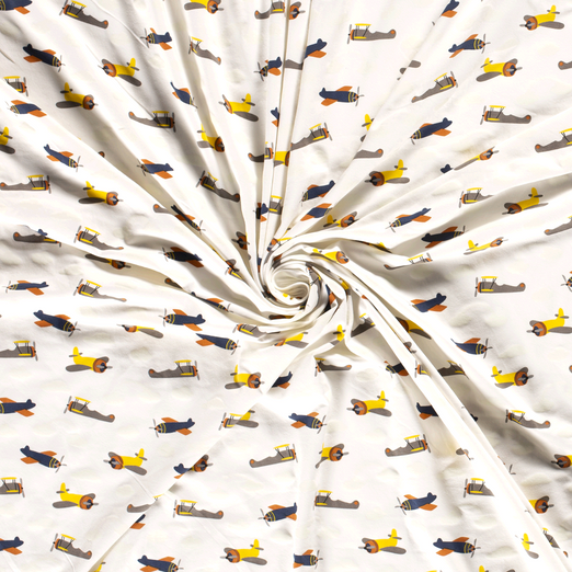 Jersey MAGIC LIGHT Planes & Rainbows Creme Jersey MAGIC LIGHT Planes & Rainbows Creme