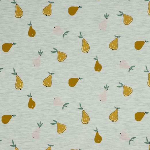 Jersey GLITZER Birnen auf Creme Meliert