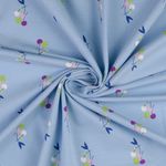 Jersey PAILLETTES Cerises douces sur bleu clair