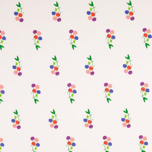 Jersey GLITZER Süße Kirschen auf Creme Jersey GLITZER Süße Kirschen auf Creme