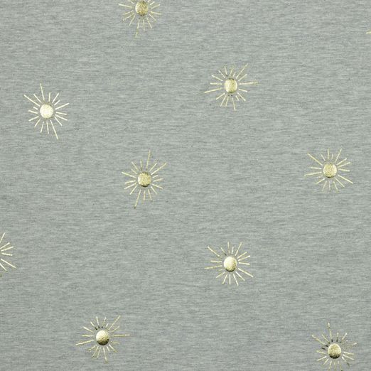 Jersey FOLIENDRUCK Sonnenschein auf Hellgrau Meliert
