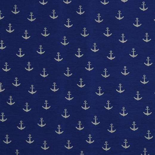 Jersey GLITZER Schiffsanker auf Dunkelblau Jersey GLITZER Schiffsanker auf Dunkelblau