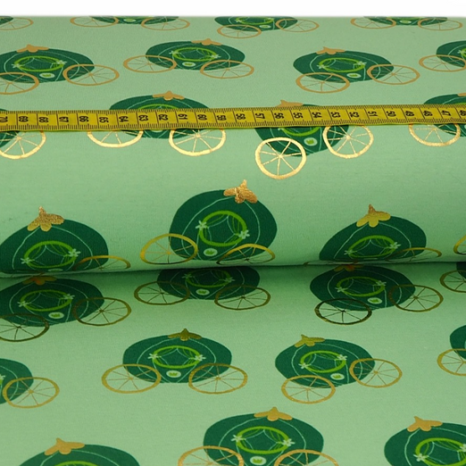 Jersey FOLIENDRUCK Gold Kutsche auf Mint Jersey FOLIENDRUCK Gold Kutsche auf Mint