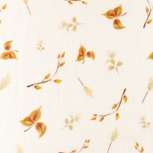 Musselin Blätter und Blätterzweige auf Creme Digital Musselin Blätter und Blätterzweige auf Creme Digital