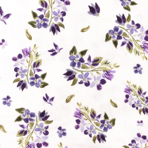 Musselin Lila Blütenzweige auf Creme Digital Musselin Lila Blütenzweige auf Creme Digital