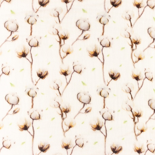 Musselin Baumwollblüten auf Creme Digital Musselin Baumwollblüten auf Creme Digital