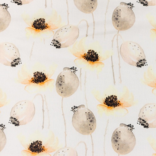 Musselin Mohnblumen auf Creme Digital BIO Musselin Mohnblumen auf Creme Digital BIO