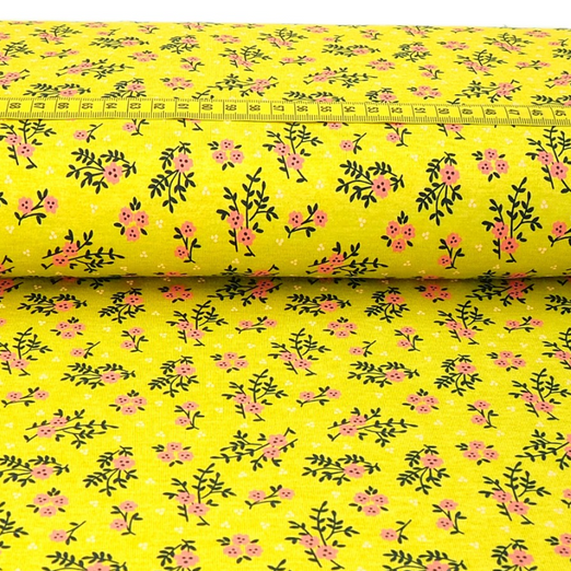 Jersey Blühende Gräser Ockergelb Meliert Jersey Blühende Gräser Ockergelb Meliert