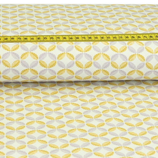 Jersey Retro Leaves auf Weiß ORGANIC Jersey Retro Leaves auf Weiß ORGANIC