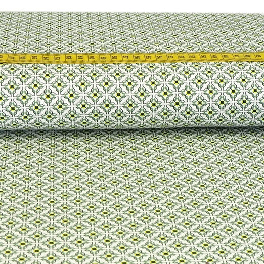 Jersey Kachelblumen auf Weiß ORGANIC Jersey Kachelblumen auf Weiß ORGANIC