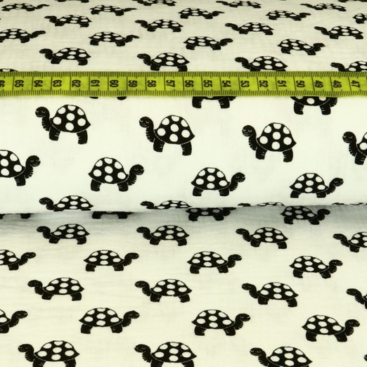 Musselin Double Gauze Schildkröten Weiß