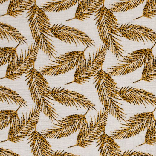 Musselin Dschungelblätter auf Creme Digital