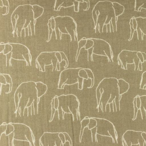 Musselin Elefantenumrisse auf Dunkelbeige Musselin Elefantenumrisse auf Dunkelbeige