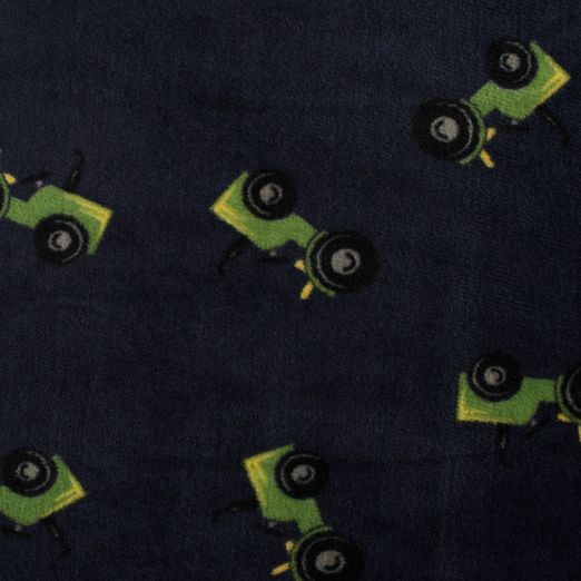 Kuschelfleece Double Face Traktor auf Dunkelblau Kuschelfleece Double Face Traktor auf Dunkelblau