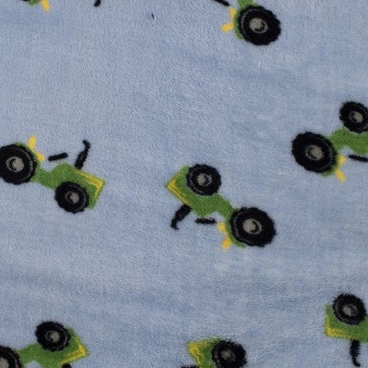 Kuschelfleece Double Face Traktor auf Hellem Rauchblau Kuschelfleece Double Face Traktor auf Hellem Rauchblau