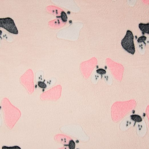 Kuschelfleece Hundegesichter auf Hellrosa Kuschelfleece Hundegesichter auf Hellrosa