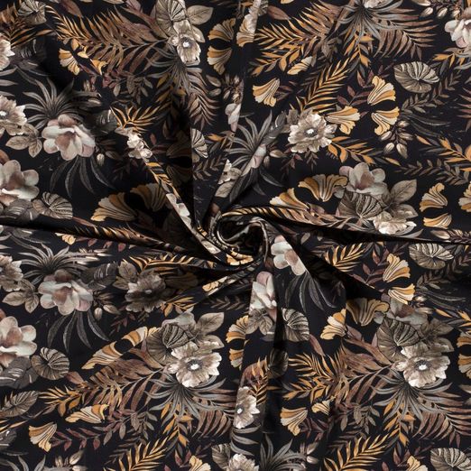 Jersey Blumen Felicitas auf Schwarz Jersey Blumen Felicitas auf Schwarz