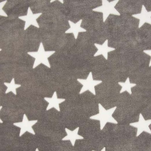 Kuschelfleece Weiße Sterne auf Taupe Kuschelfleece Weiße Sterne auf Taupe