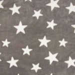 Kuschelfleece Weiße Sterne auf Taupe