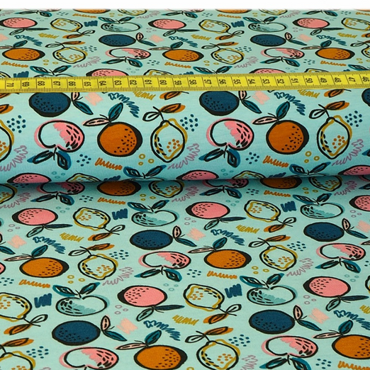 Jersey Lemonlicious auf Hellblau BIO Jersey Lemonlicious auf Hellblau BIO