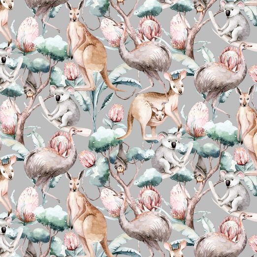 Jersey Australian Animals auf Hellgrau Digital BIO Jersey Australian Animals auf Hellgrau Digital BIO