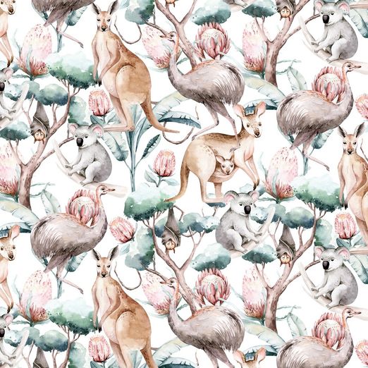 Jersey Australian Animals auf Creme Digital BIO