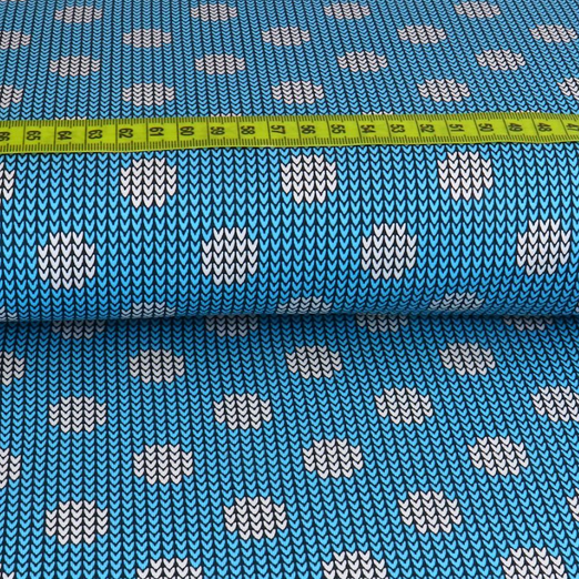 Jersey Strickoptik Dots auf Türkis Jersey Strickoptik Dots auf Türkis
