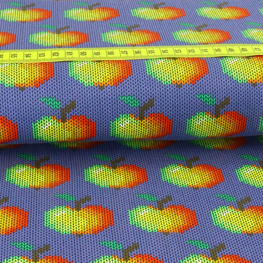 Jersey Strickoptik Äpfel auf Pflaume Jersey Strickoptik Äpfel auf Pflaume